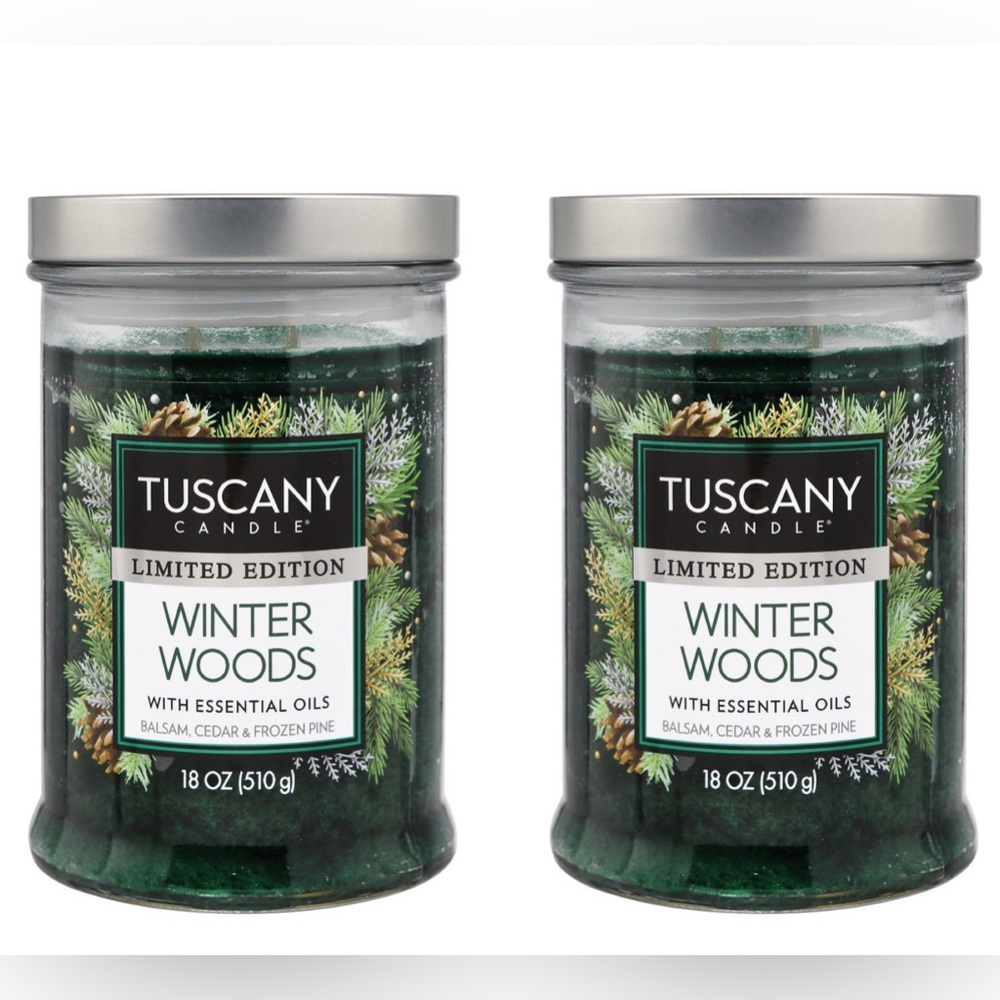 TUSCANY CANDLE WINTER WOODS LONG-LASTING SCENTED JAR CANDLE (18 OZ) SET OF 2